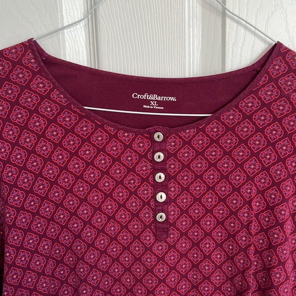 Croft & Barrow Patterned 3/4 Sleeve Top - Picture 2 of 5